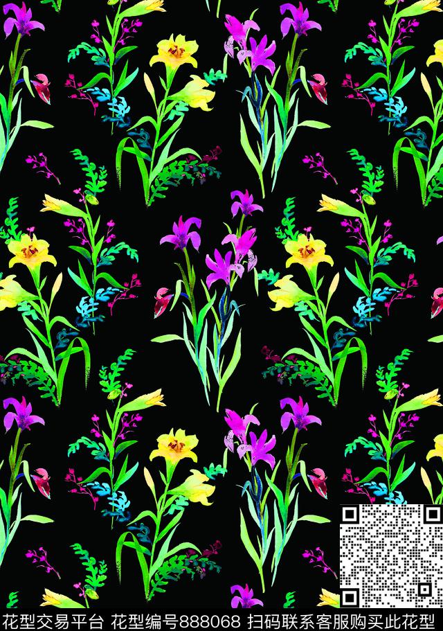 小碎花玉兰花波点数码印花华亿平台下载（图片编号: 888068） - 瓦栏（Walan）