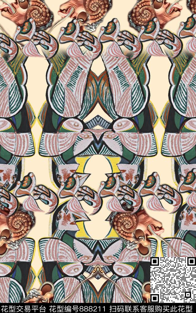 民族风波西米亚纹理数码印花华亿平台下载（图片编号: 888211） - 瓦栏（Walan）