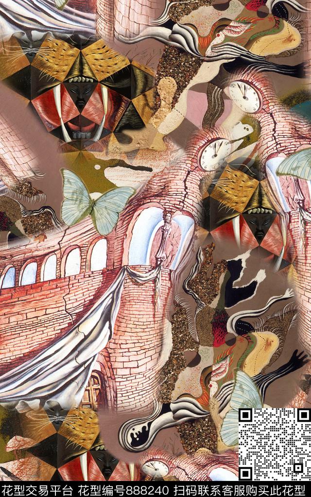 民族风波西米亚纹理数码印花华亿平台下载（图片编号: 888240） - 瓦栏（Walan）