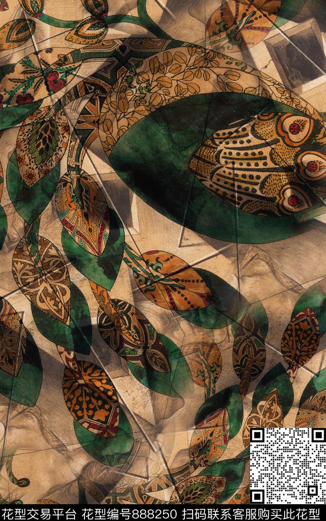 民族风波西米亚纹理数码印花华亿平台下载（图片编号: 888250） - 瓦栏（Walan）