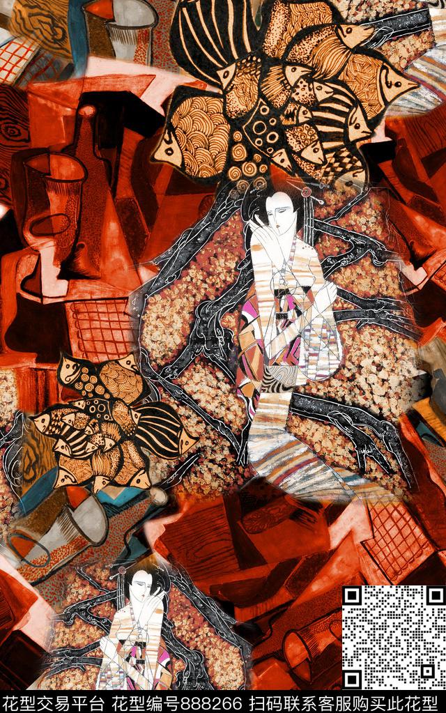 欧式波西米亚民族风数码印花华亿平台下载（图片编号: 888266） - 瓦栏（Walan）