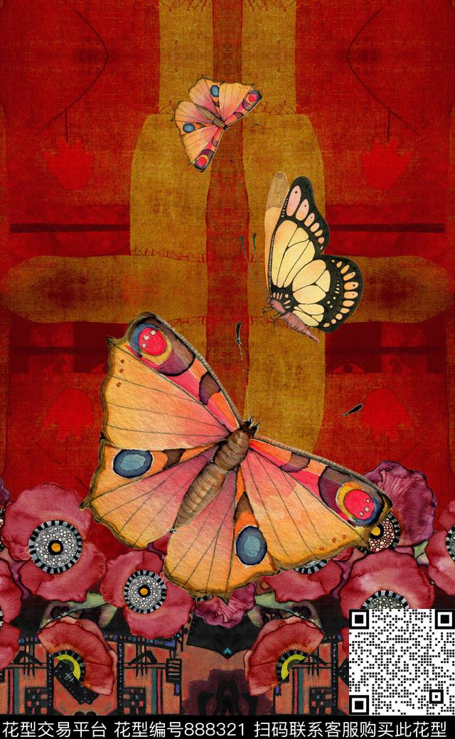 欧式波西米亚民族风数码印花华亿平台下载（图片编号: 888321） - 瓦栏（Walan）