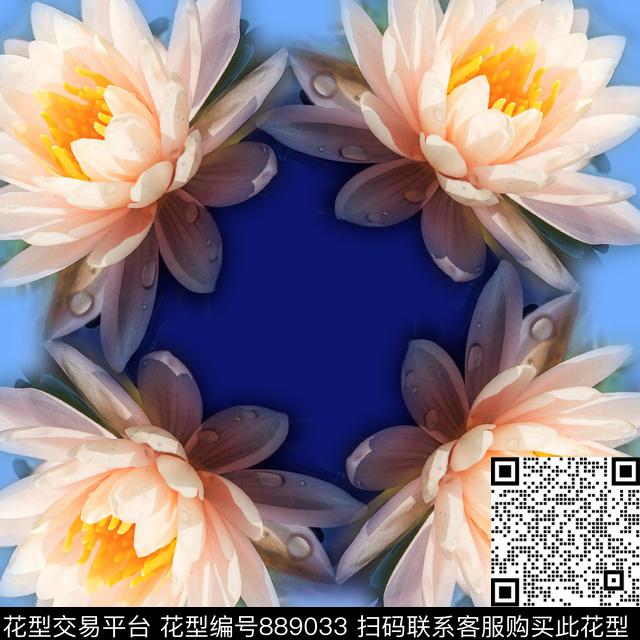 素雅时尚荷花数码印花华亿平台下载（图片编号: 889033） - 瓦栏（Walan）