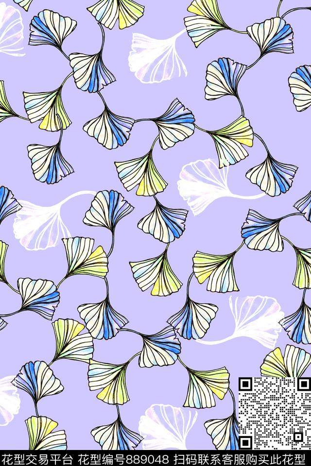 植物手绘满版散花传统印花华亿平台下载（图片编号: 889048） - 瓦栏（Walan）