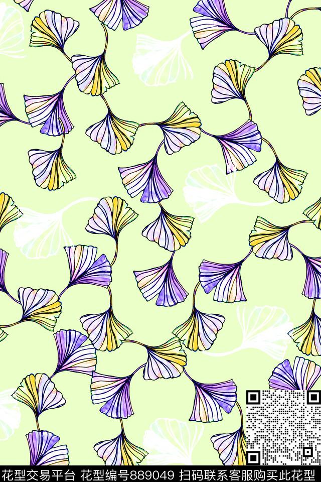 植物手绘满版散花传统印花华亿平台下载（图片编号: 889049） - 瓦栏（Walan）