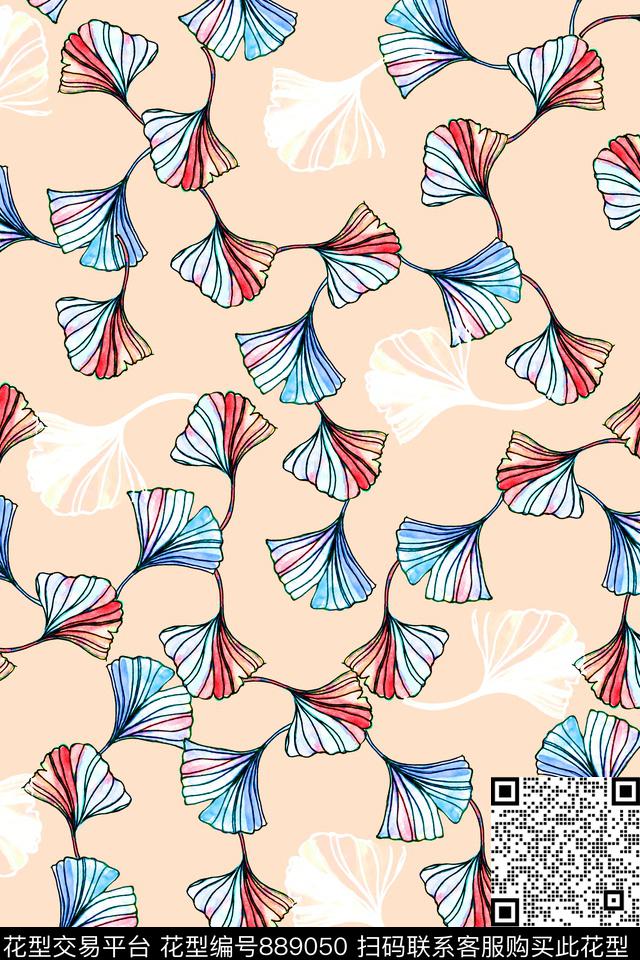 植物手绘满版散花传统印花华亿平台下载（图片编号: 889050） - 瓦栏（Walan）