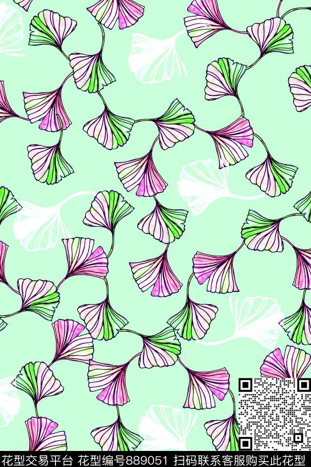 植物手绘满版散花传统印花华亿平台下载（图片编号: 889051） - 瓦栏（Walan）