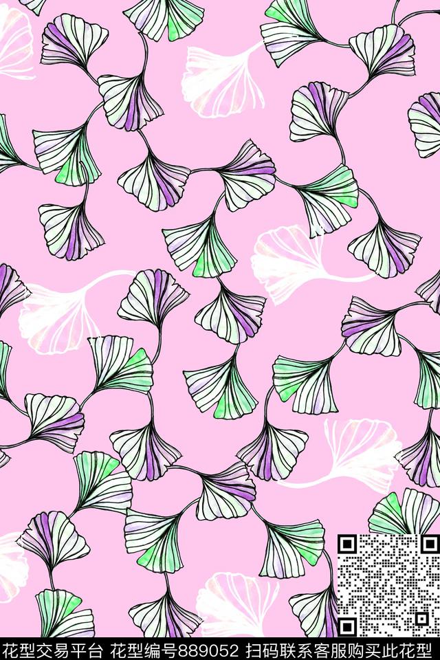 植物手绘满版散花传统印花华亿平台下载（图片编号: 889052） - 瓦栏（Walan）