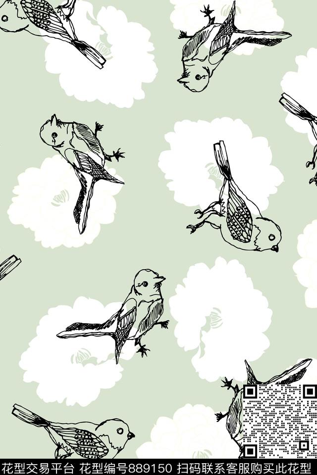 鸟18-春夏青舞-女装传统印花华亿平台下载（图片编号: 889150） - 瓦栏（Walan）