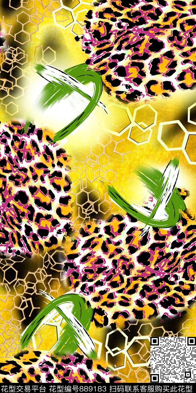 几何动物纹趣味数码印花华亿平台下载（图片编号: 889183） - 瓦栏（Walan）