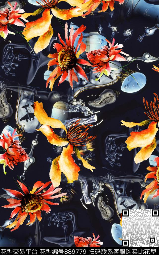 手绘纹理星空数码印花华亿平台下载（图片编号: 889779） - 瓦栏（Walan）