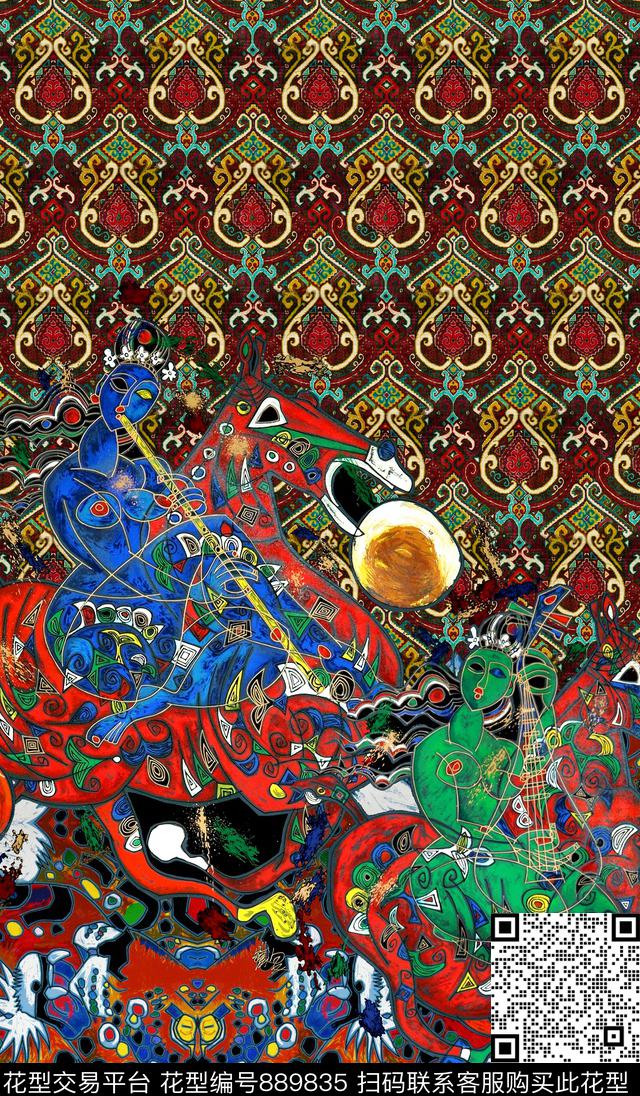 民族风肌理几何数码印花华亿平台下载（图片编号: 889835） - 瓦栏（Walan）