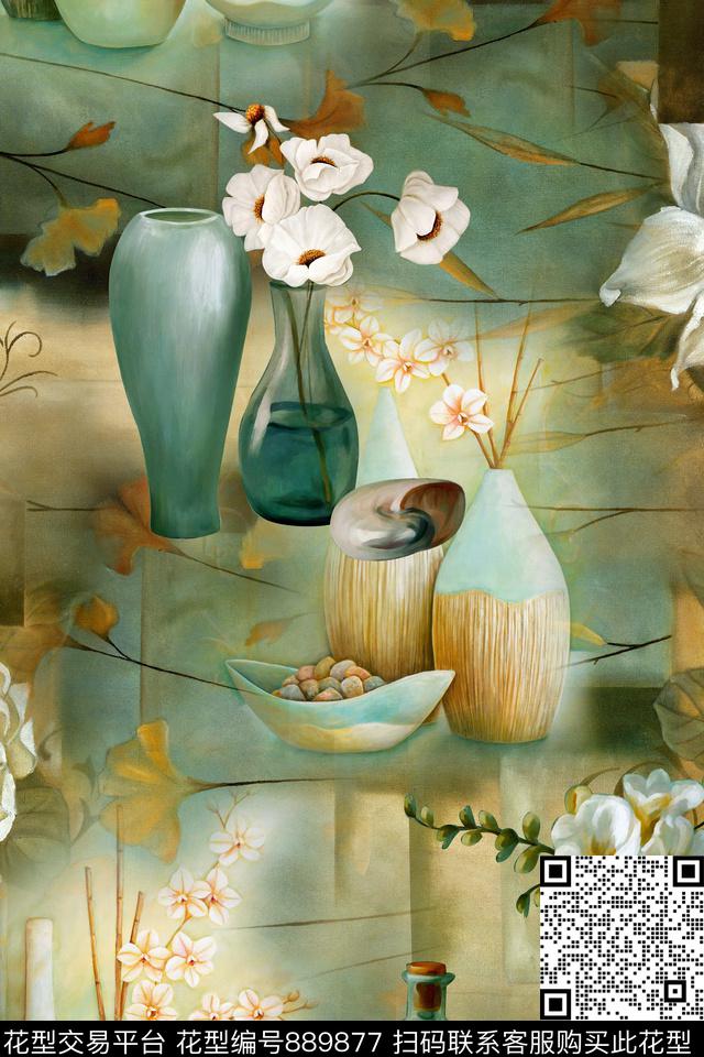 时尚手绘油画数码印花华亿平台下载（图片编号: 889877） - 瓦栏（Walan）