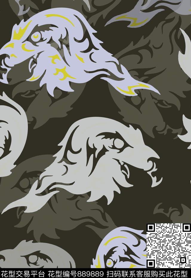 男装休闲花卉鸟昆虫图案鹰传统印花华亿平台下载（图片编号: 889889） - 瓦栏（Walan）