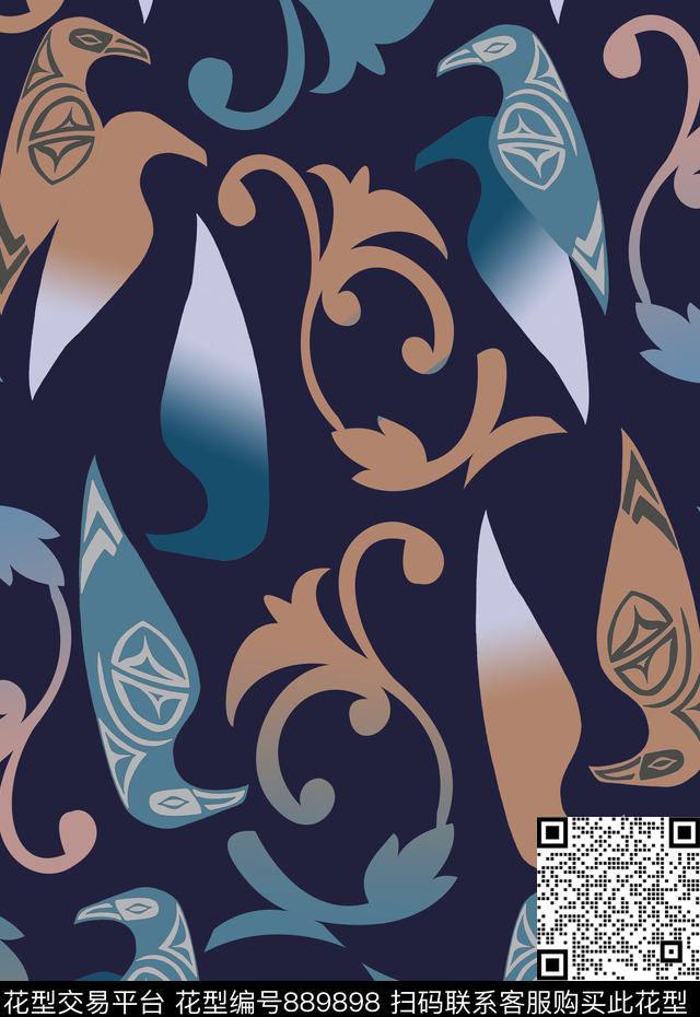 男装休闲花卉鸟昆虫图案卷草数码印花华亿平台下载（图片编号: 889898） - 瓦栏（Walan）