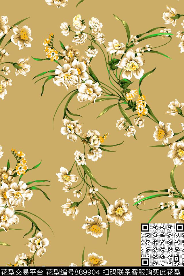 小碎花花朵花卉数码印花华亿平台下载（图片编号: 889904） - 瓦栏（Walan）
