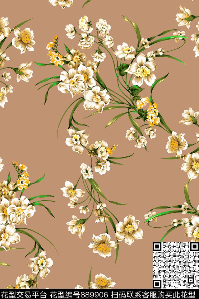 小碎花花朵花卉数码印花华亿平台下载（图片编号: 889906） - 瓦栏（Walan）