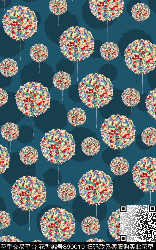 气球绣球花大花数码印花华亿平台下载（图片编号: 890019） - 瓦栏（Walan）