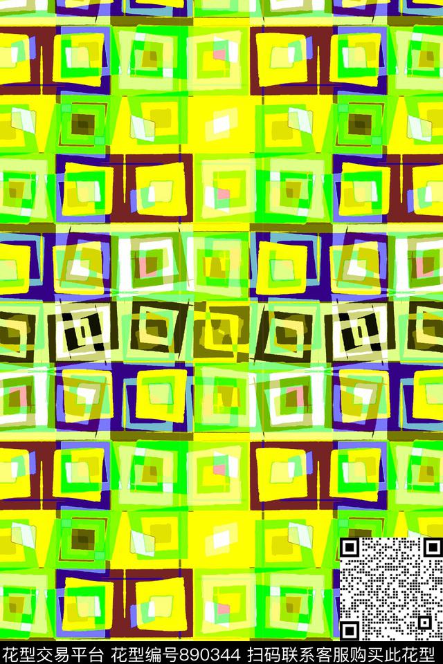 不规则几何小方块块面数码印花华亿平台下载（图片编号: 890344） - 瓦栏（Walan）
