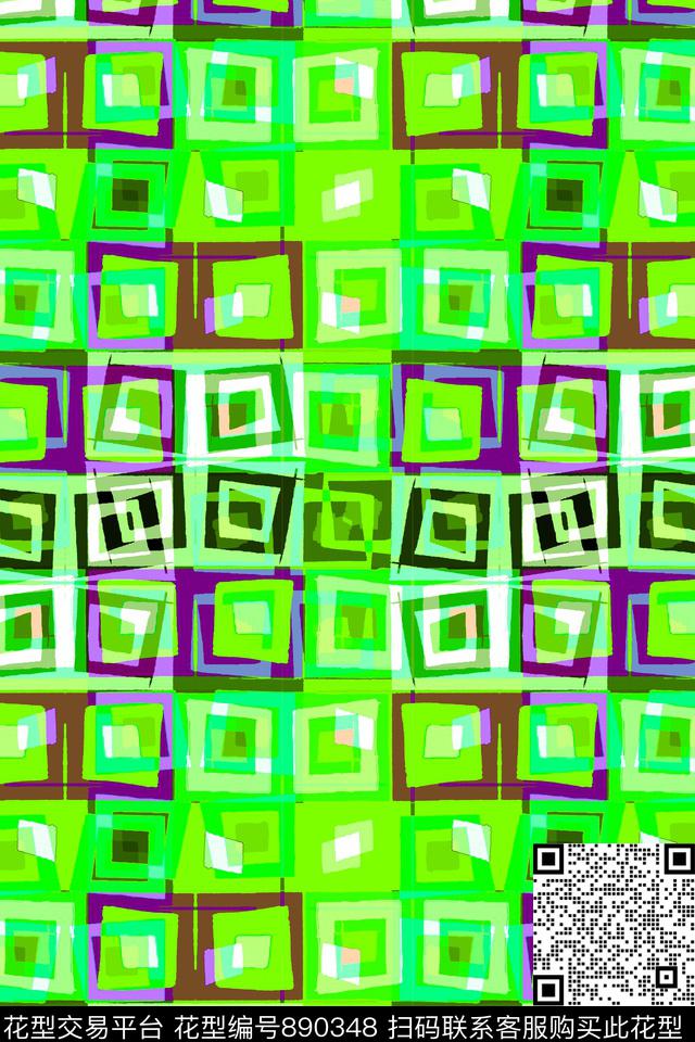 不规则几何小方块块面数码印花华亿平台下载（图片编号: 890348） - 瓦栏（Walan）