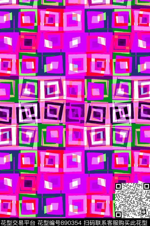 不规则几何小方块块面数码印花华亿平台下载（图片编号: 890354） - 瓦栏（Walan）