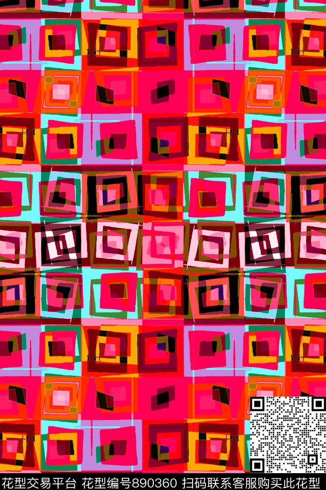 不规则几何小方块块面数码印花华亿平台下载（图片编号: 890360） - 瓦栏（Walan）