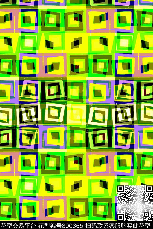 不规则几何小方块块面数码印花华亿平台下载（图片编号: 890365） - 瓦栏（Walan）