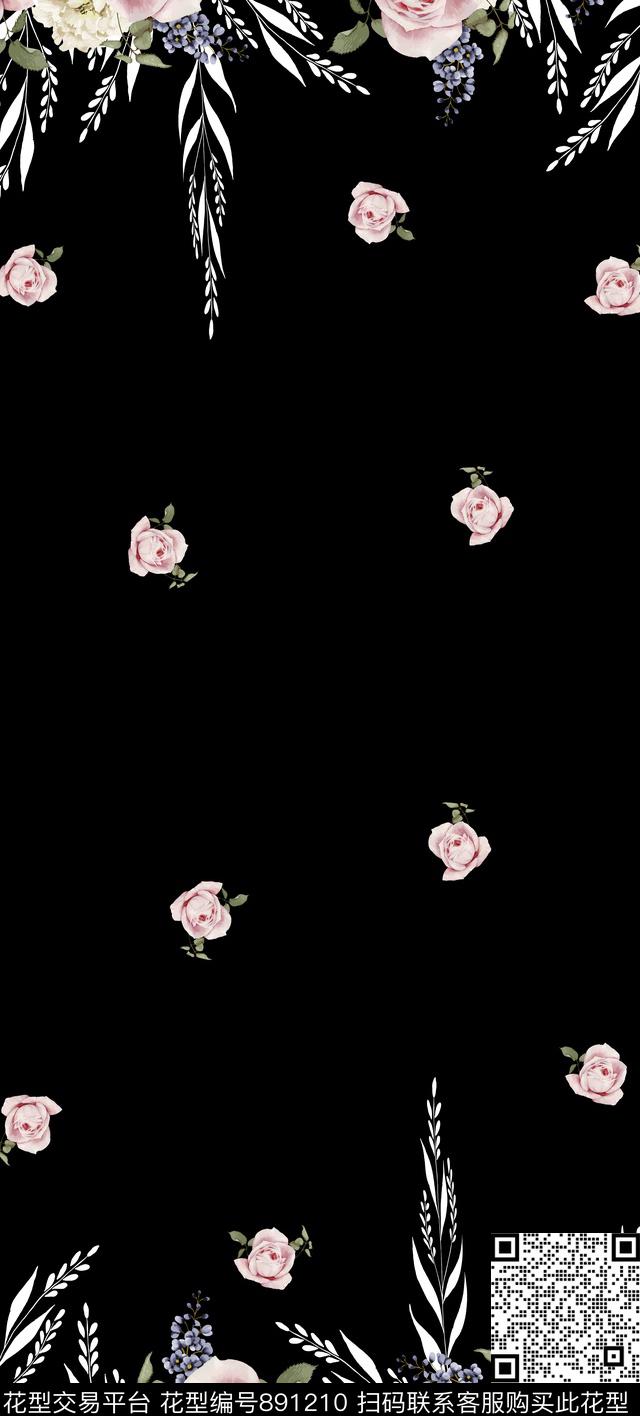 大花花卉花朵传统印花华亿平台下载（图片编号: 891210） - 瓦栏（Walan）