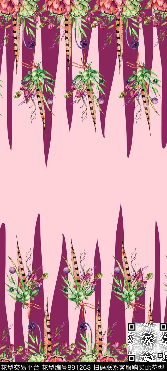 花卉花朵多肉传统印花华亿平台下载（图片编号: 891263） - 瓦栏（Walan）
