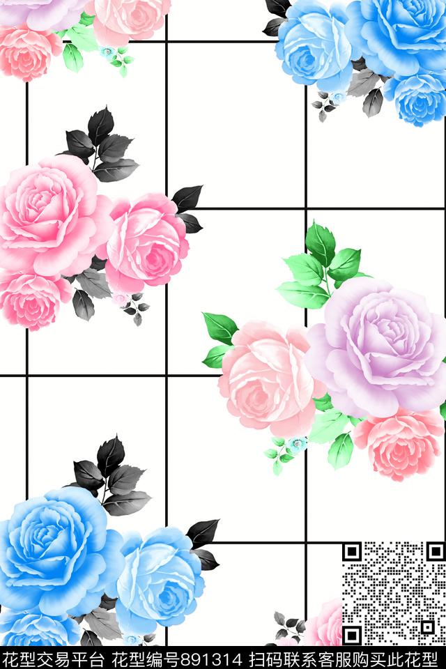 小方块十字黑白底数码印花华亿平台下载（图片编号: 891314） - 瓦栏（Walan）