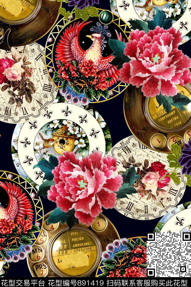 中国风几何绣花数码印花华亿平台下载（图片编号: 891419） - 瓦栏（Walan）