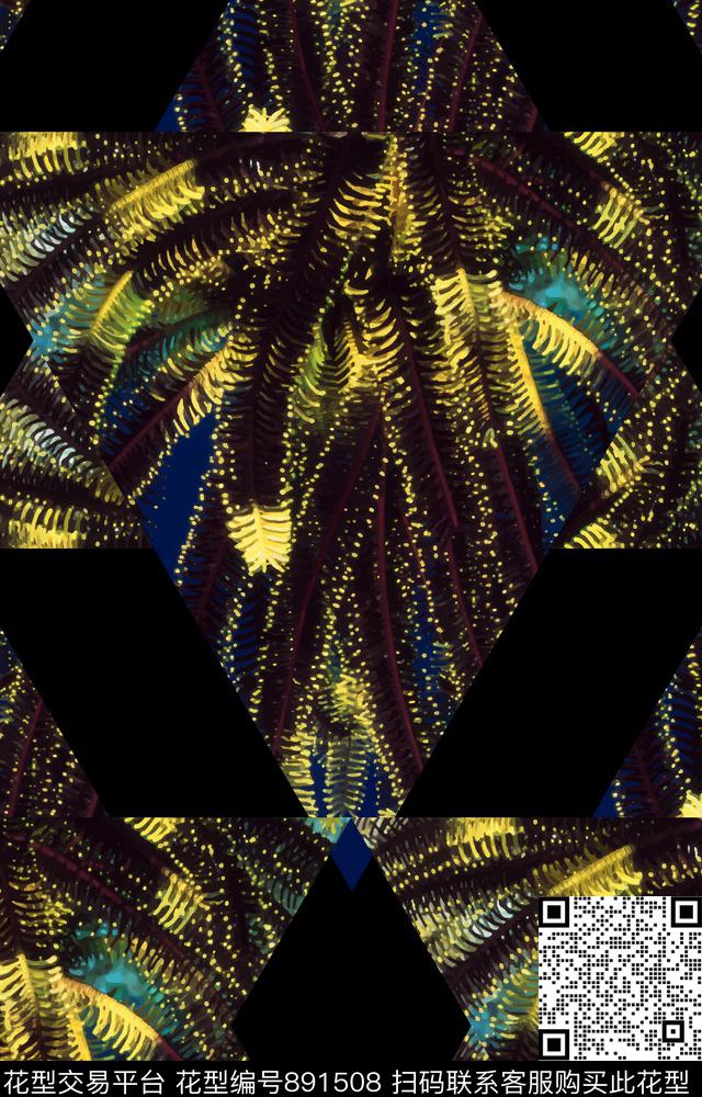 海洋元素珊瑚几何数码印花华亿平台下载（图片编号: 891508） - 瓦栏（Walan）