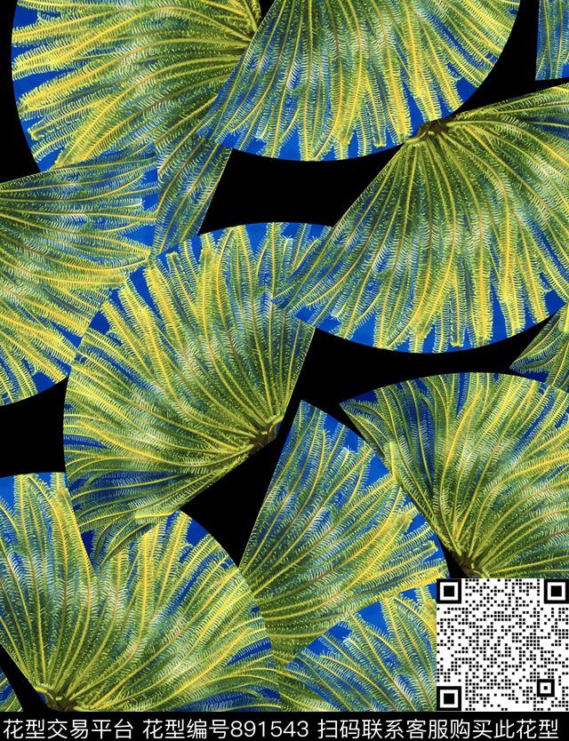 时尚几何海洋元素数码印花华亿平台下载（图片编号: 891543） - 瓦栏（Walan）