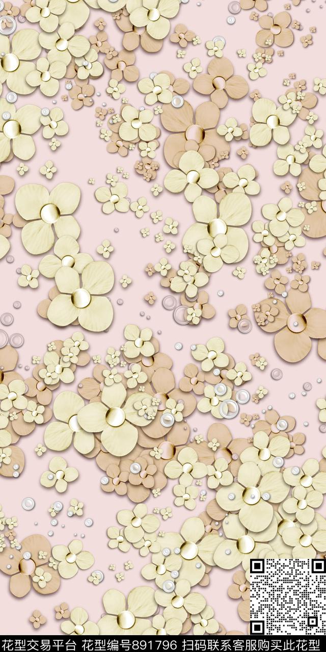 花朵小碎花花卉数码印花华亿平台下载（图片编号: 891796） - 瓦栏（Walan）