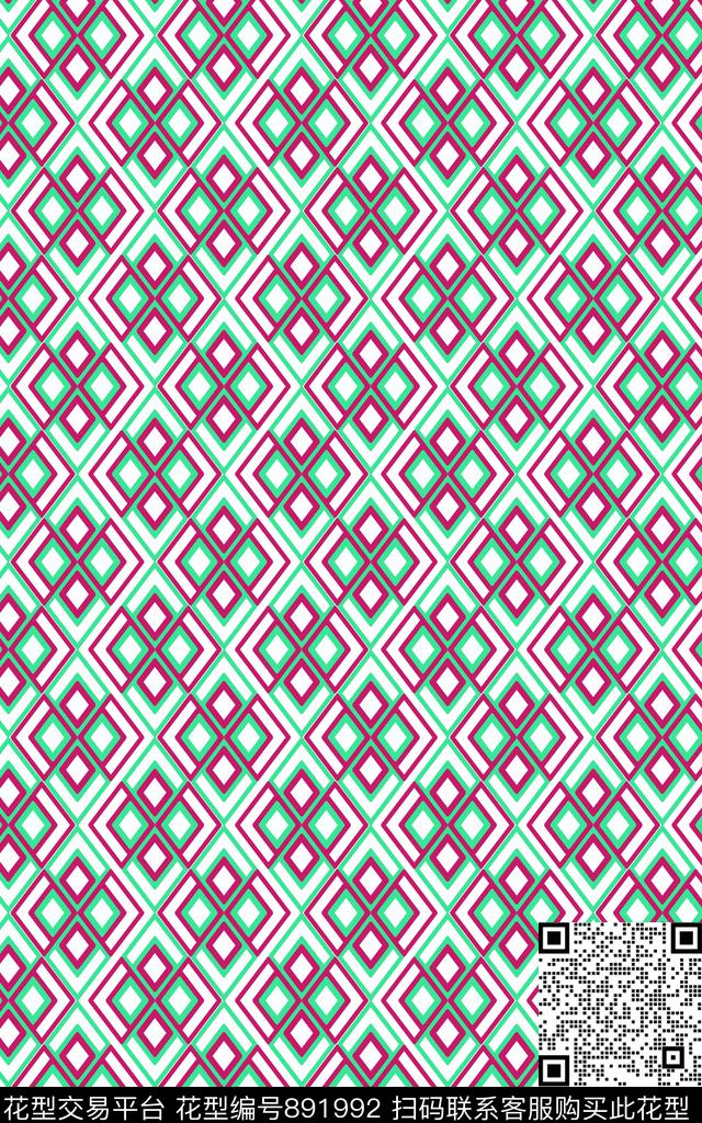 几何图案方块时尚写意传统印花华亿平台下载（图片编号: 891992） - 瓦栏（Walan）