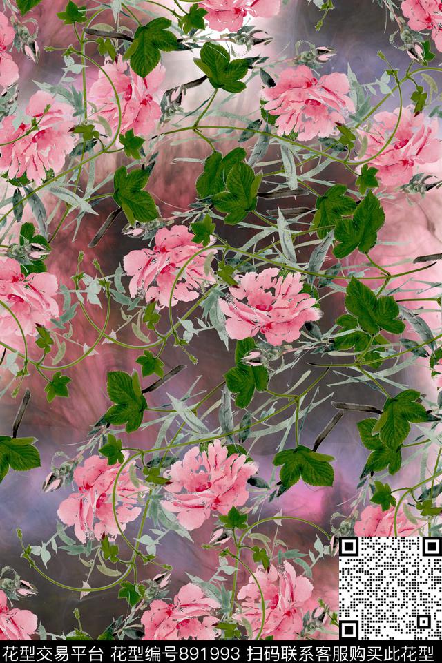 花朵花卉意境数码印花华亿平台下载（图片编号: 891993） - 瓦栏（Walan）