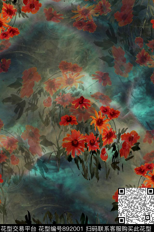 花卉花朵意境数码印花华亿平台下载（图片编号: 892001） - 瓦栏（Walan）