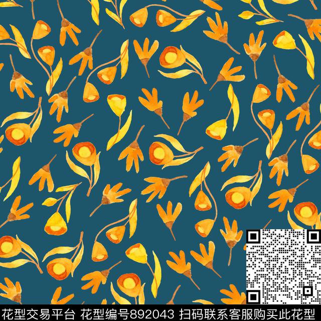 小碎花家居服水彩数码印花华亿平台下载（图片编号: 892043） - 瓦栏（Walan）