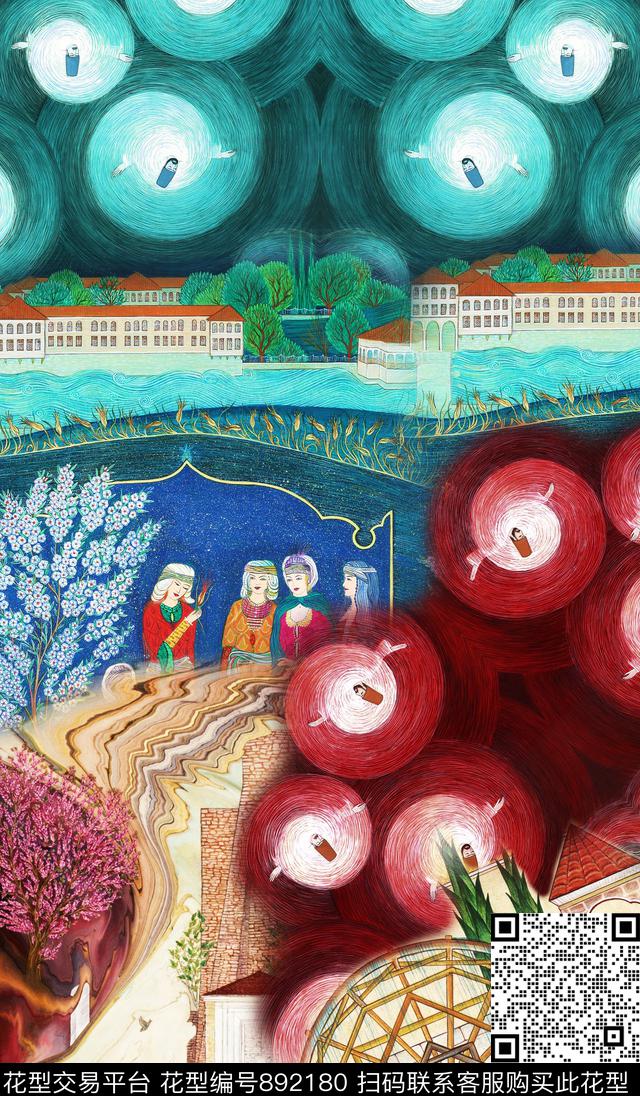 中国风民族风波西米亚数码印花华亿平台下载（图片编号: 892180） - 瓦栏（Walan）