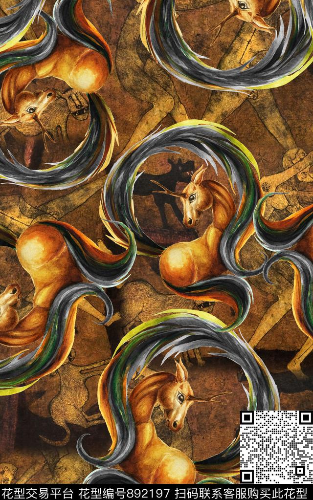 中国风民族风波西米亚数码印花华亿平台下载（图片编号: 892197） - 瓦栏（Walan）