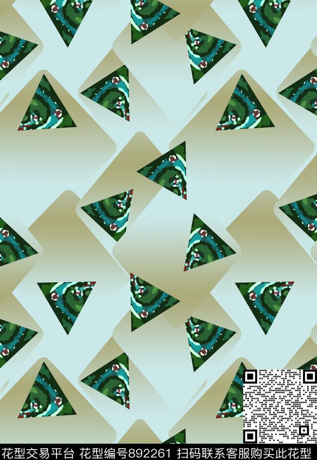 男装休闲花卉几何图案三角形渐变数码印花华亿平台下载（图片编号: 892261） - 瓦栏（Walan）