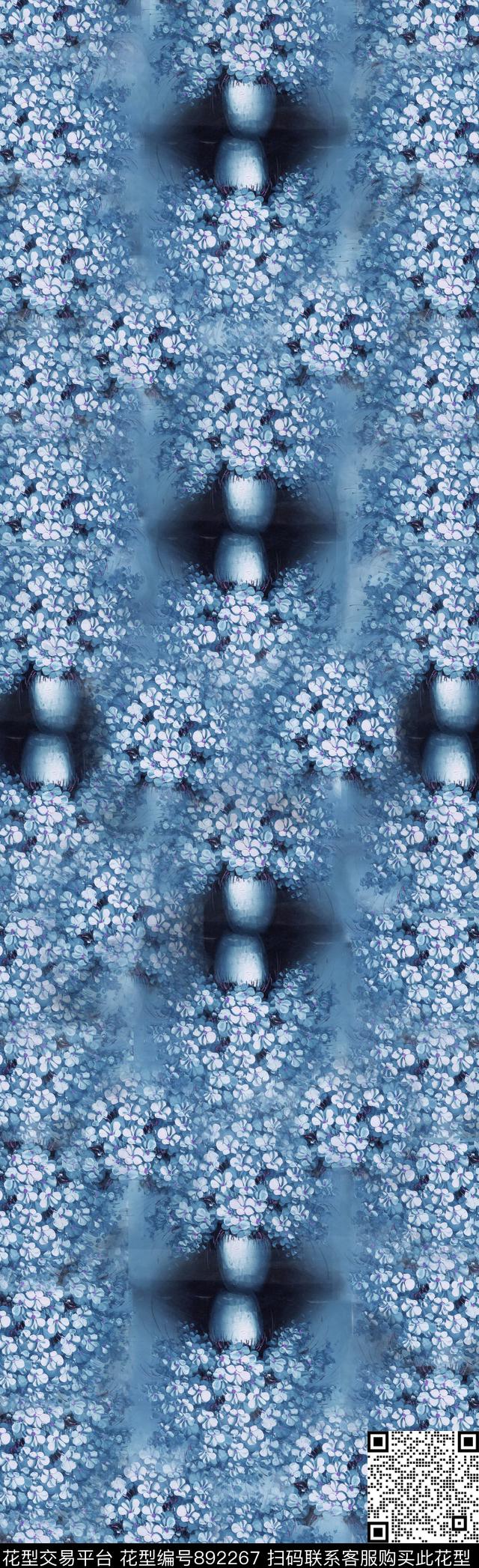 花卉花瓶绣球花数码印花华亿平台下载（图片编号: 892267） - 瓦栏（Walan）