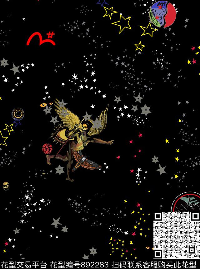 抽象几何星星数码印花华亿平台下载（图片编号: 892283） - 瓦栏（Walan）