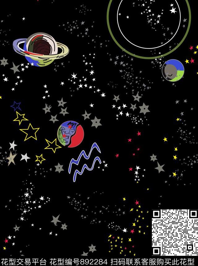 抽象星星太空数码印花华亿平台下载（图片编号: 892284） - 瓦栏（Walan）