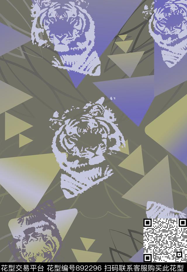 三角形渐变男装休闲花卉几何图案数码印花华亿平台下载（图片编号: 892296） - 瓦栏（Walan）