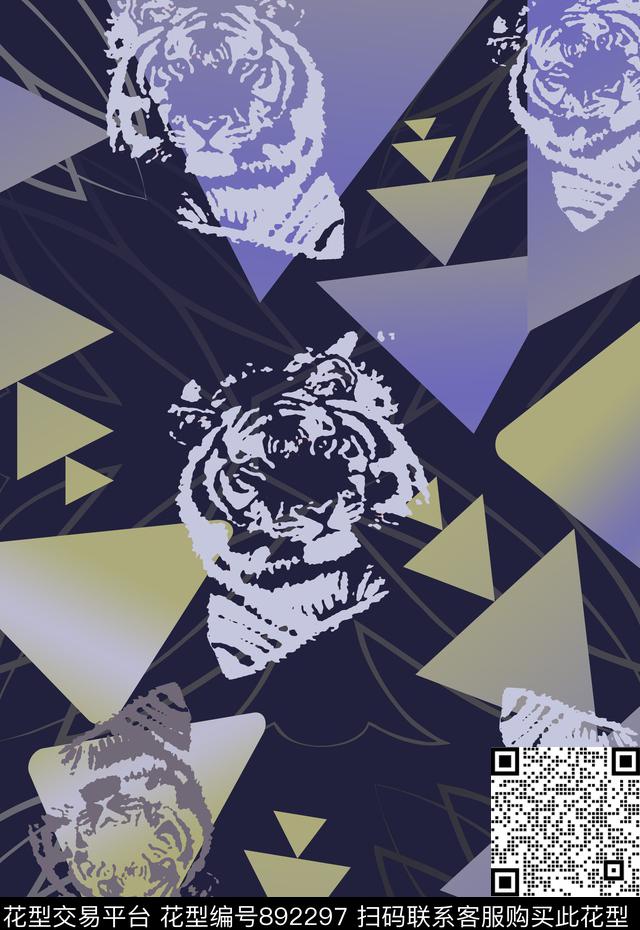 三角形渐变男装休闲花卉几何图案数码印花华亿平台下载（图片编号: 892297） - 瓦栏（Walan）