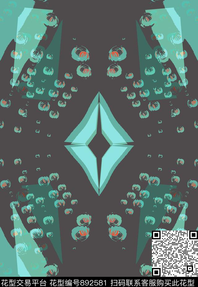 几何图案抽象笔触男装休闲花卉传统印花华亿平台下载（图片编号: 892581） - 瓦栏（Walan）