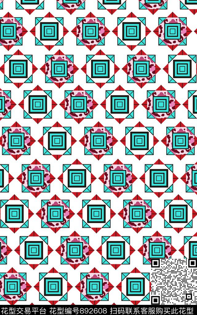 几何图案方块时尚活力传统印花华亿平台下载（图片编号: 892608） - 瓦栏（Walan）