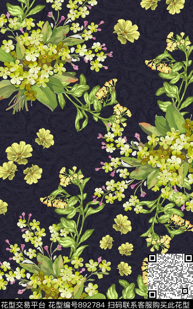 连衣裙水彩花朵数码印花华亿平台下载（图片编号: 892784） - 瓦栏（Walan）