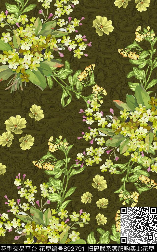 连衣裙水彩花朵数码印花华亿平台下载（图片编号: 892791） - 瓦栏（Walan）